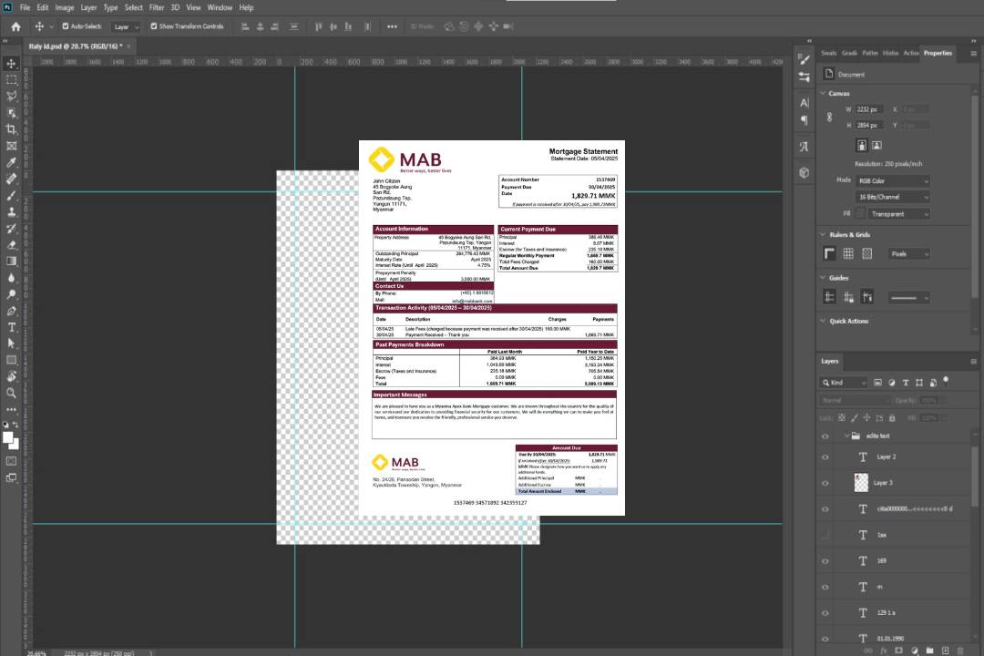 Modèle Word et PDF de relevé hypothécaire de la Myanma Apex Bank template Modèle Word et PDF de relevé hypothécaire de la Myanma Apex Bank template